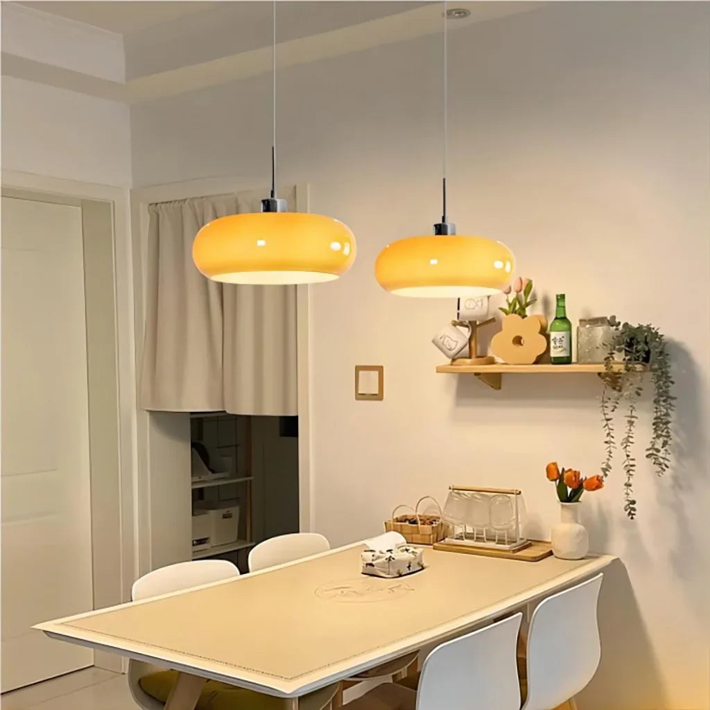 Aurevina | Lampada a sospensione in vetro Bauhaus con paralume in vetro soffiato