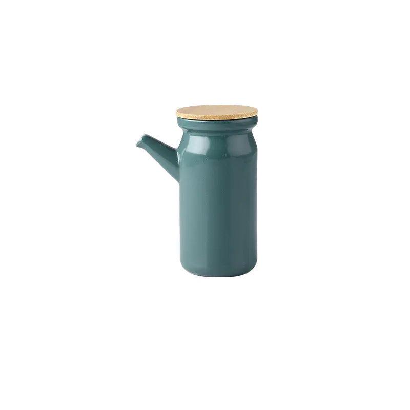 Dispenser Ceramico per Olio e Aceto Elara Haus – Teal e Bambù