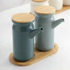 Dispenser Ceramico per Olio e Aceto Elara Haus – Teal e Bambù