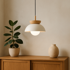 Lampada a sospensione in legno nordico a forma di cupola