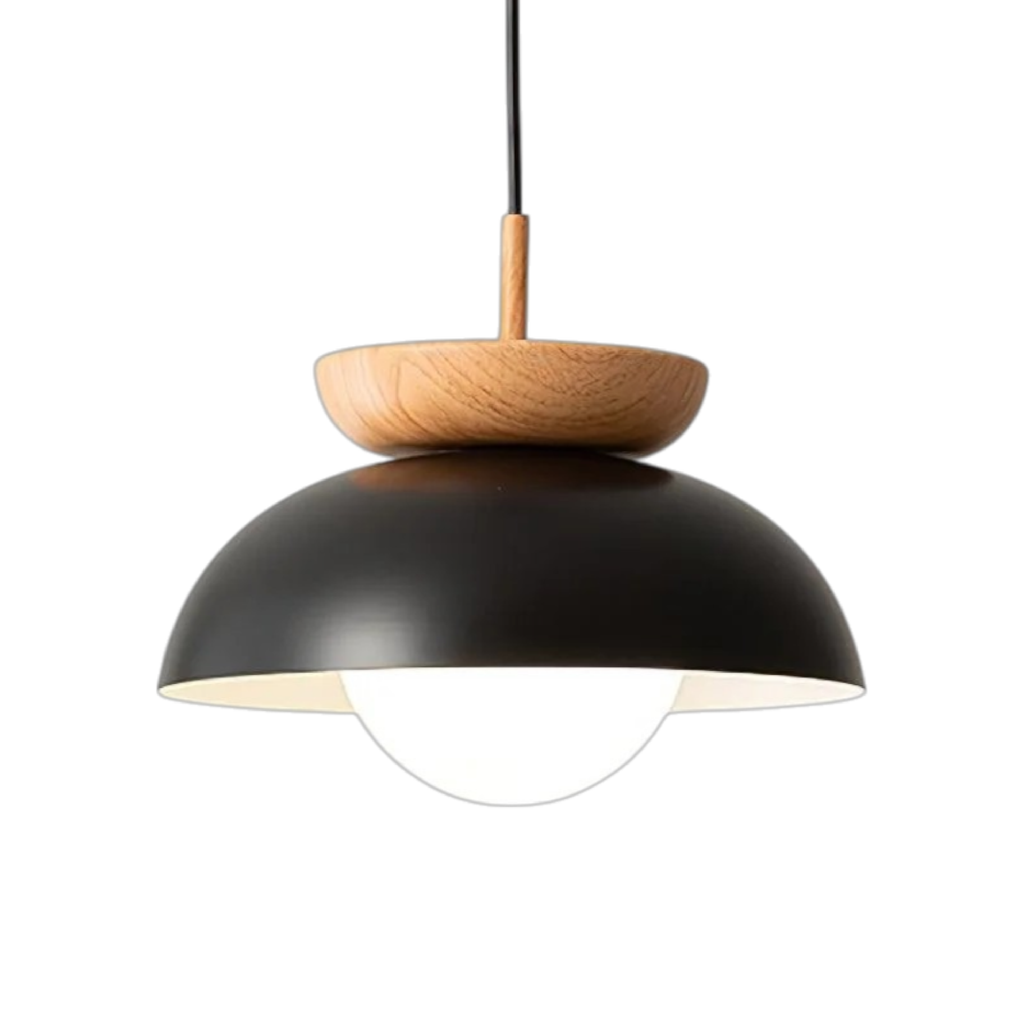 Lampada a sospensione in legno nordico a forma di cupola