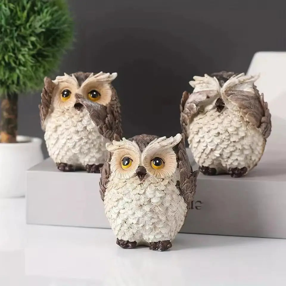 Trio di Gufi Espressivi Noxi
