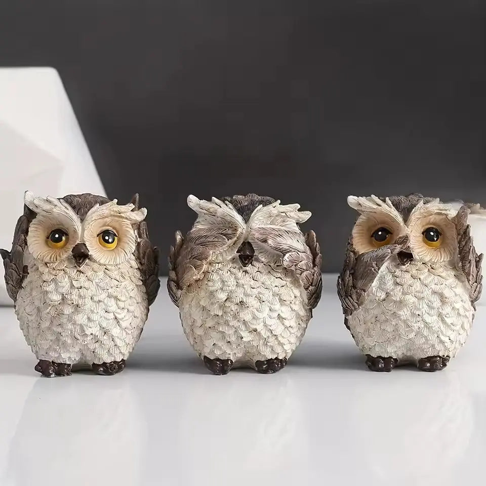 Trio di Gufi Espressivi Noxi