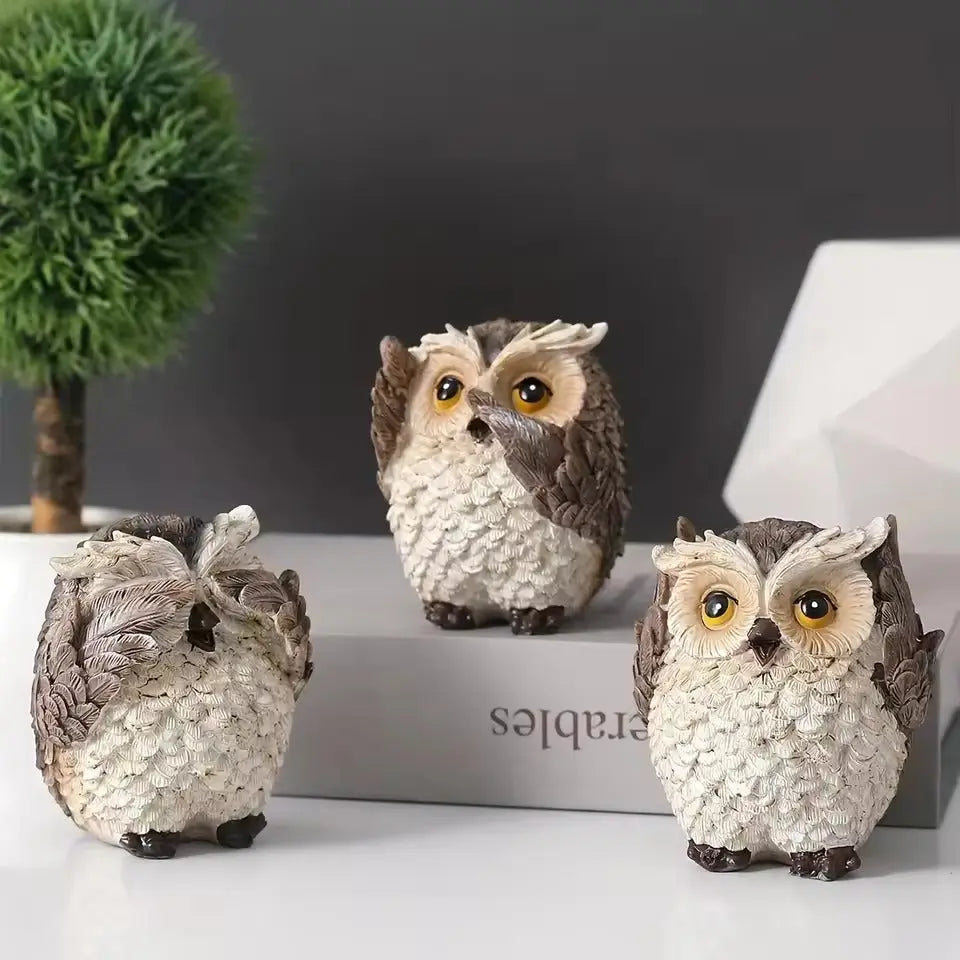 Trio di Gufi Espressivi Noxi