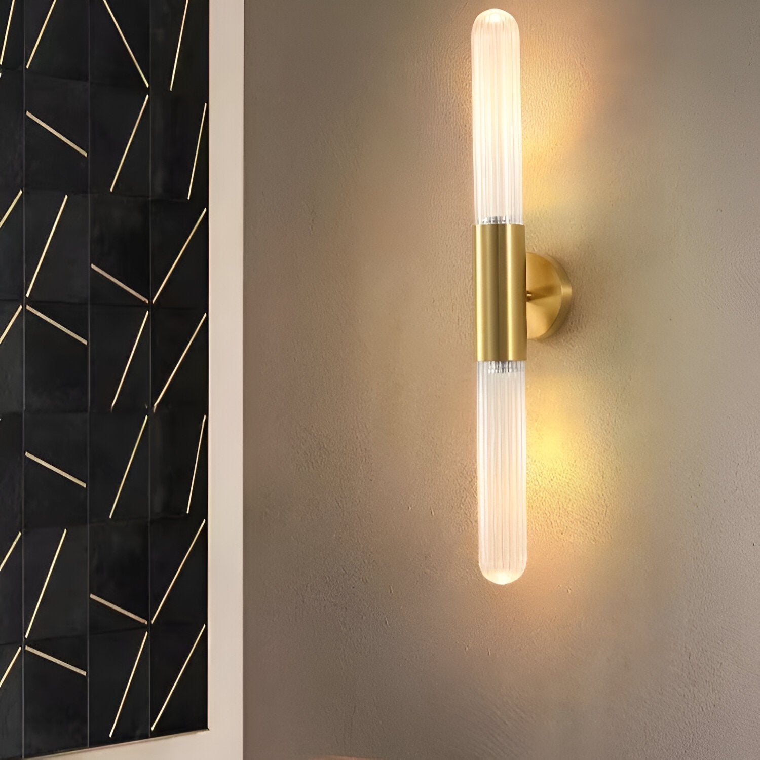 Applique da parete in vetro a onda d'acqua nordica in ottone LED 1 luce