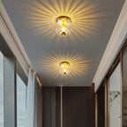Moderno Lampadario di Lusso a Forma di Sole in Vetro Completo in Rame a Doppio Scopo con 1 Luce a Soffitto