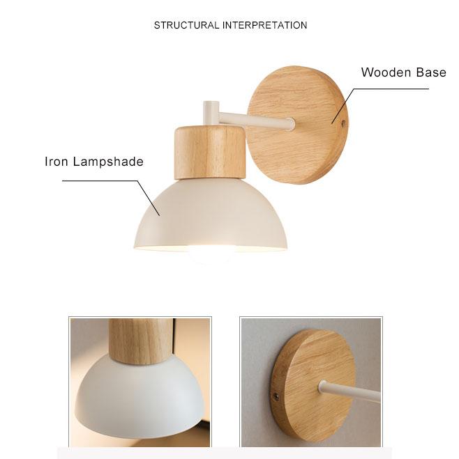Applique da Parete in Legno e Metallo Nordic con 1 Luce