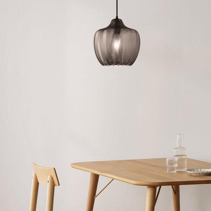 Lampada a Sospensione Barrel 1 Luce in Vetro Wave Testurizzato Nordico