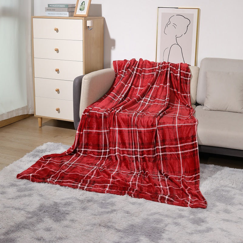 Plaid in Fleece di Peluche con Motivo Scozzese – Morbido e Caldo Plaid per Divano e Letto