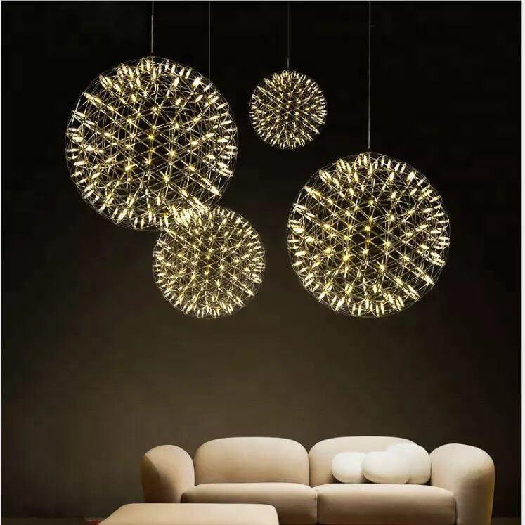 Lampadario Pendente Creativo Contemporaneo in Ferro con 12 Luci LED Fuochi d'Artificio per Soggiorno