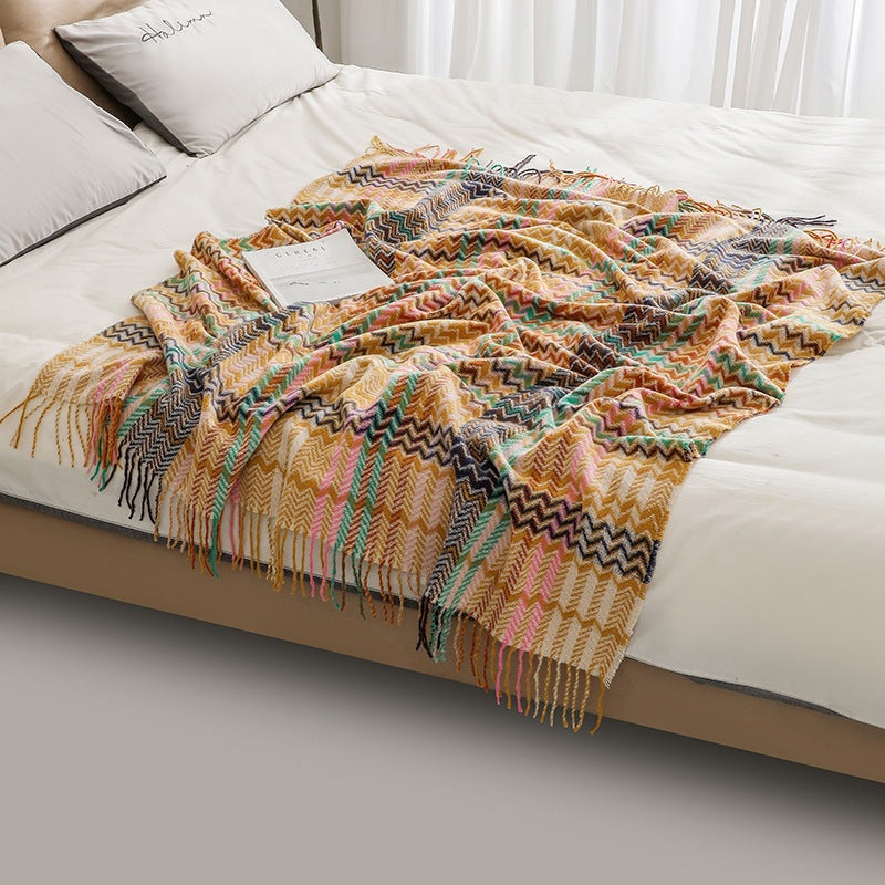 Coperta Intrecciata con Frange – Coperta Decorativa per Divano