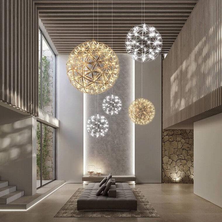 Lampadario Pendente Creativo Contemporaneo in Ferro con 12 Luci LED Fuochi d'Artificio per Soggiorno
