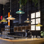 Lampada a sospensione moderna in cemento con paralume scallop a 1 luce per soggiorno