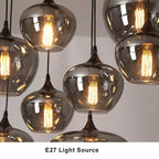 Sospensione LED in Vetro Grigio Fumo Moderno a 1 Luce