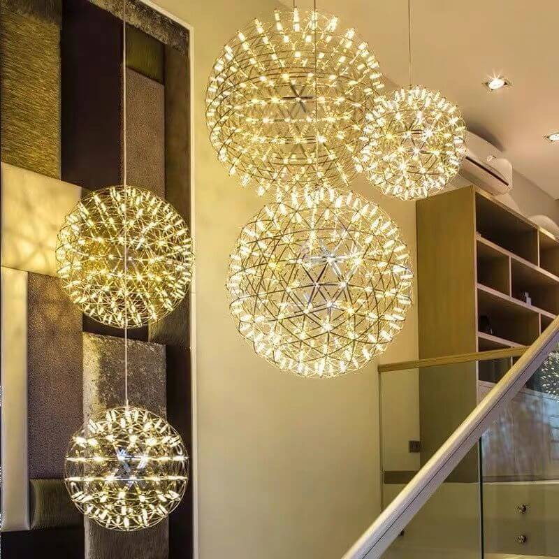 Lampadario Pendente Creativo Contemporaneo in Ferro con 12 Luci LED Fuochi d'Artificio per Soggiorno