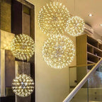 Lampadario Pendente Creativo Contemporaneo in Ferro con 12 Luci LED Fuochi d'Artificio per Soggiorno