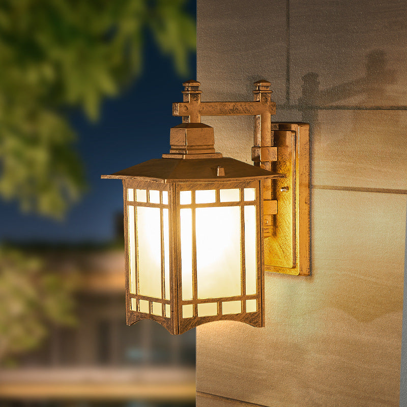 Lampada da parete a 1 luce a forma di padiglione cinese in alluminio solare impermeabile moderna