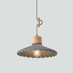 Lampada a sospensione moderna in cemento con paralume scallop a 1 luce per soggiorno