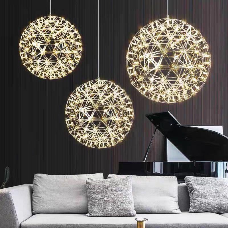 Lampadario Pendente Creativo Contemporaneo in Ferro con 12 Luci LED Fuochi d'Artificio per Soggiorno