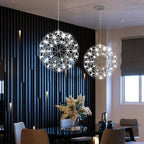 Lampadario Pendente Creativo Contemporaneo in Ferro con 12 Luci LED Fuochi d'Artificio per Soggiorno