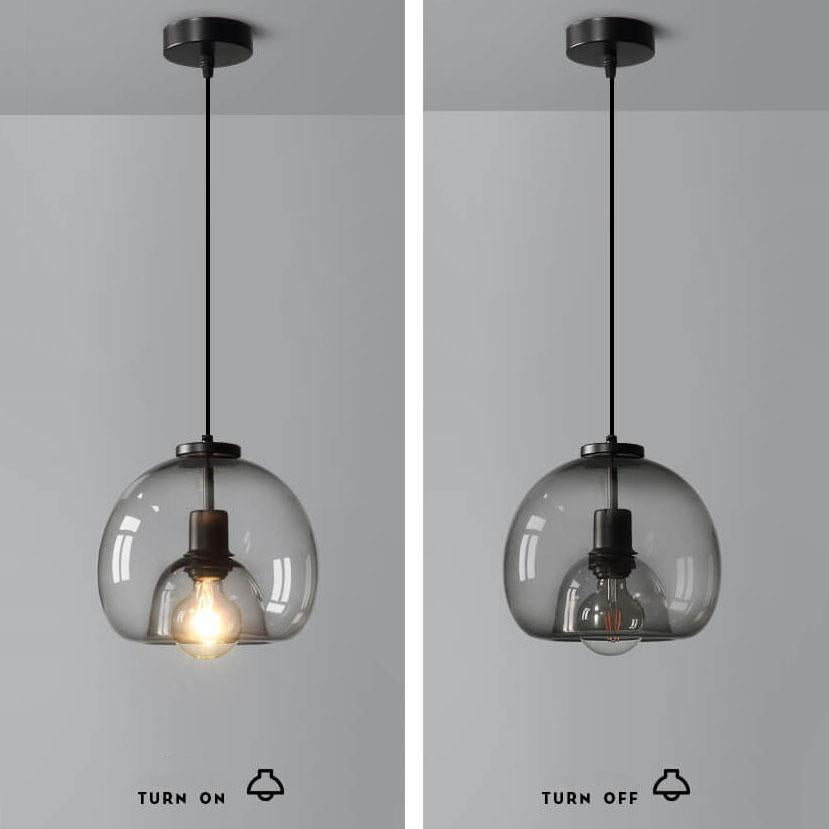 Lampada a Sospensione Minimalista in Vetro Soffiato Grigio Fumo con 1 Luce