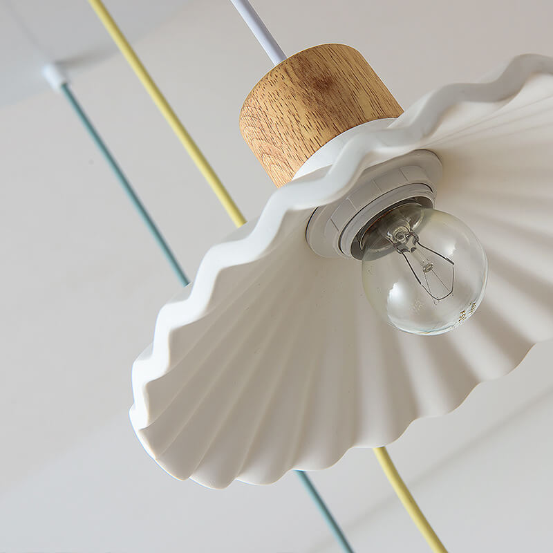 Lampada a sospensione moderna in cemento con paralume scallop a 1 luce per soggiorno
