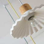 Lampada a sospensione moderna in cemento con paralume scallop a 1 luce per soggiorno