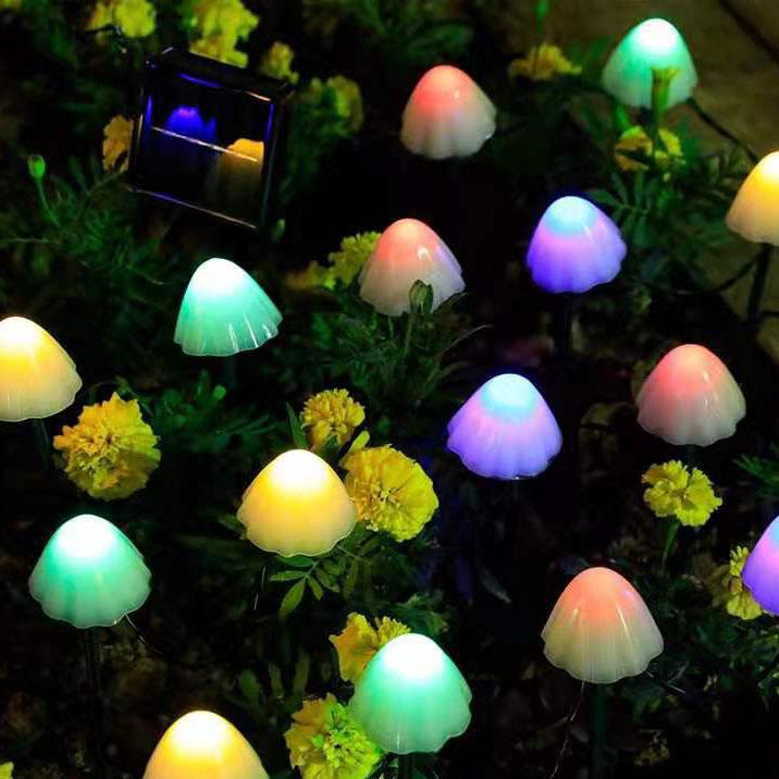 Lucine a Stringa a Forma di Fungo LED Solari Creativi Contemporanei in Plastica per Esterni
