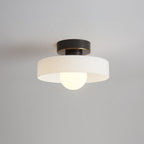 Lampada da soffitto in vetro Bauhaus con paralume rotondo