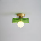Lampada da soffitto in vetro Bauhaus con paralume rotondo