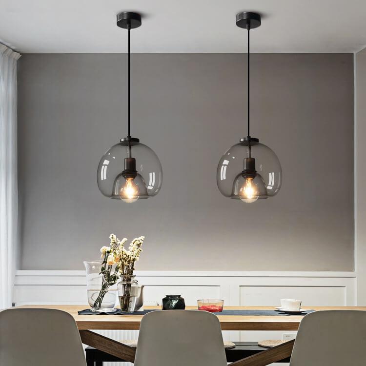 Lampada a Sospensione Minimalista in Vetro Soffiato Grigio Fumo con 1 Luce