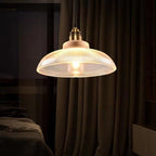 Lampada a Sospensione Vintage con Coperchio Striato in Vetro 1 Luce