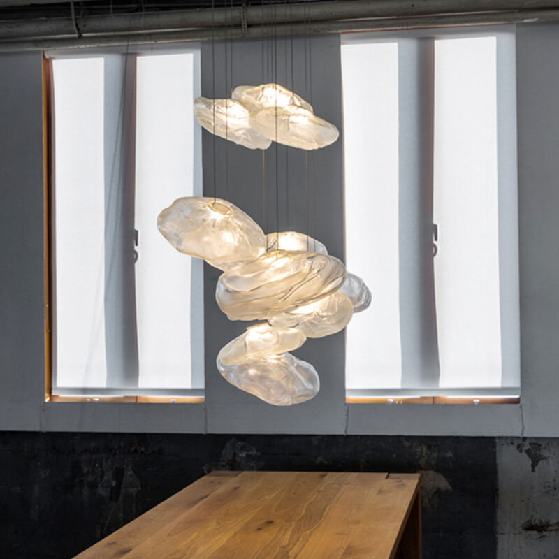 Lampada a sospensione a forma di nuvola minimalista moderna in vetro con 1 luce per soggiorno
