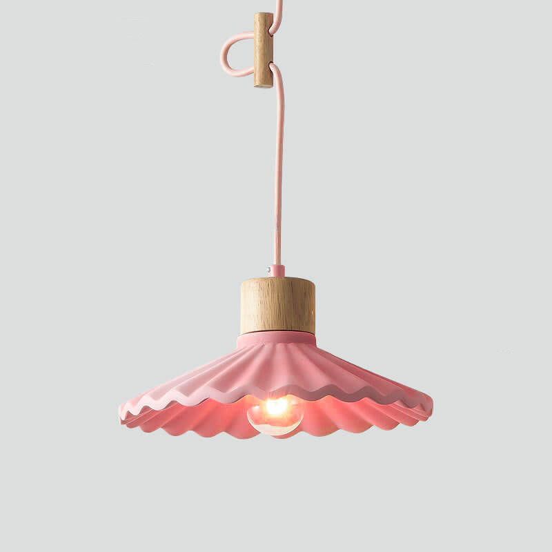 Lampada a sospensione moderna in cemento con paralume scallop a 1 luce per soggiorno