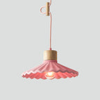 Lampada a sospensione moderna in cemento con paralume scallop a 1 luce per soggiorno