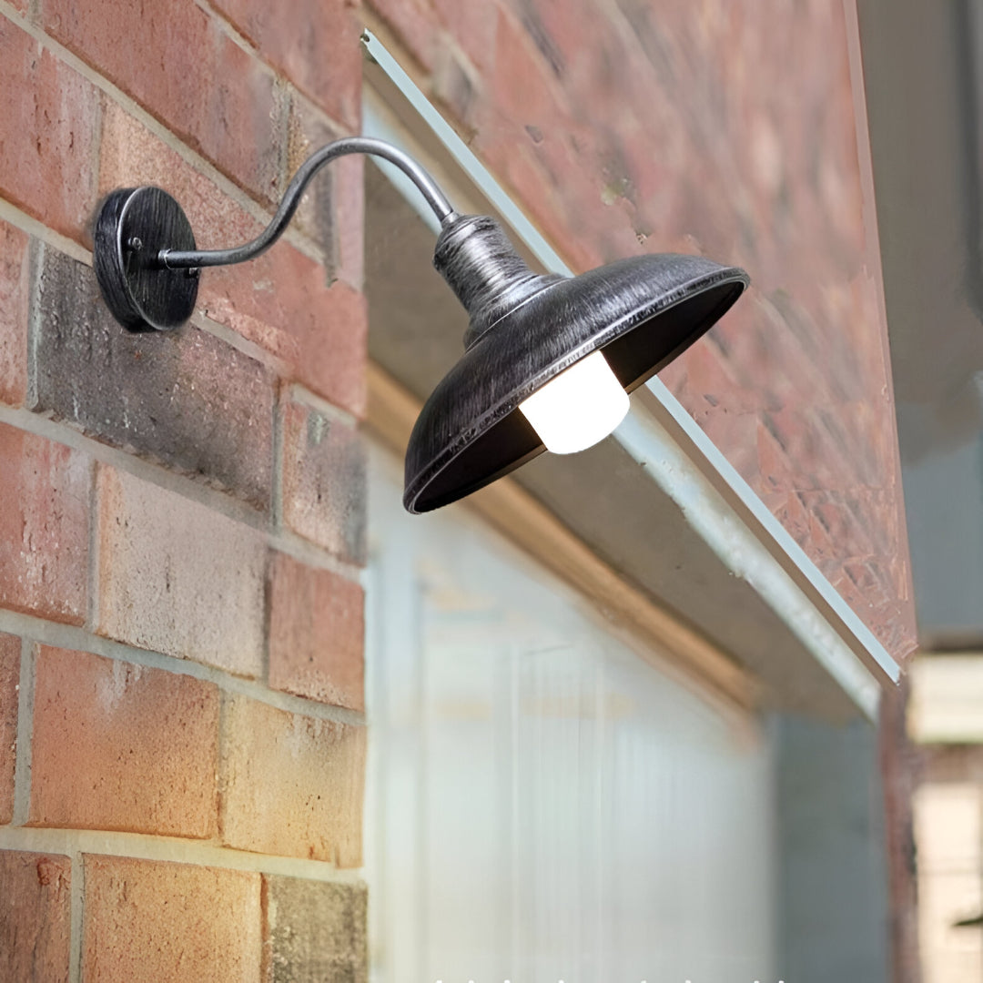 Lampada da Parete Esterna a Ciotola in Ferro Industriale Vintage LED 1 Luce