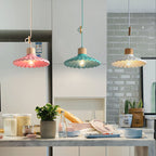 Lampada a sospensione moderna in cemento con paralume scallop a 1 luce per soggiorno