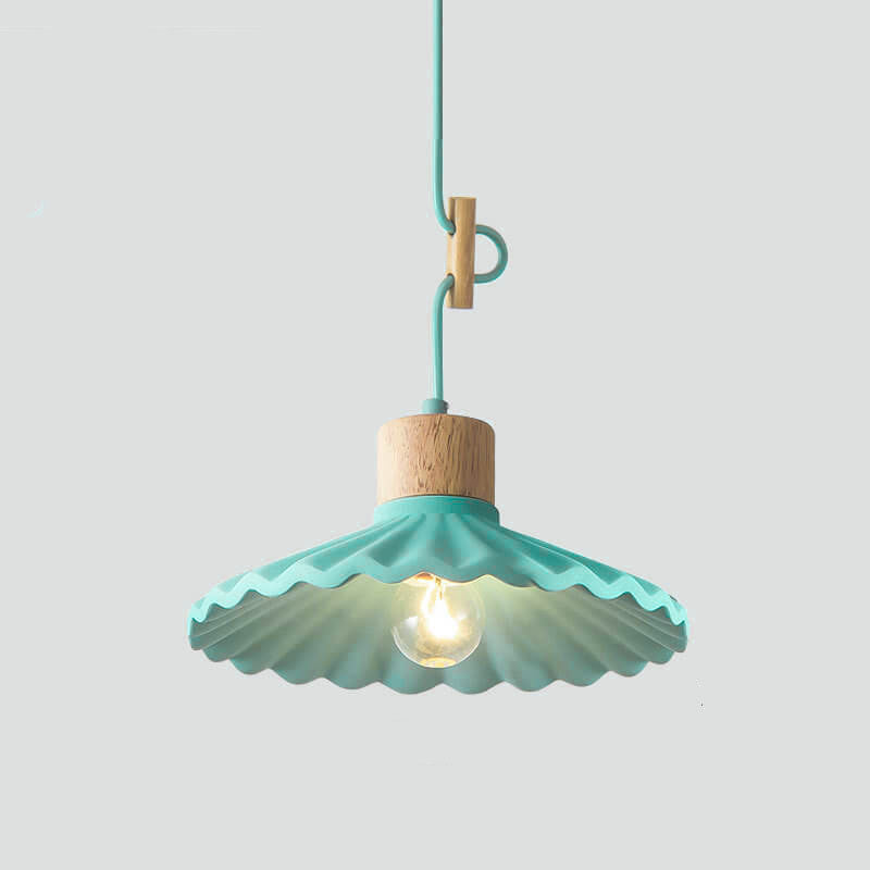 Lampada a sospensione moderna in cemento con paralume scallop a 1 luce per soggiorno