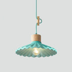 Lampada a sospensione moderna in cemento con paralume scallop a 1 luce per soggiorno