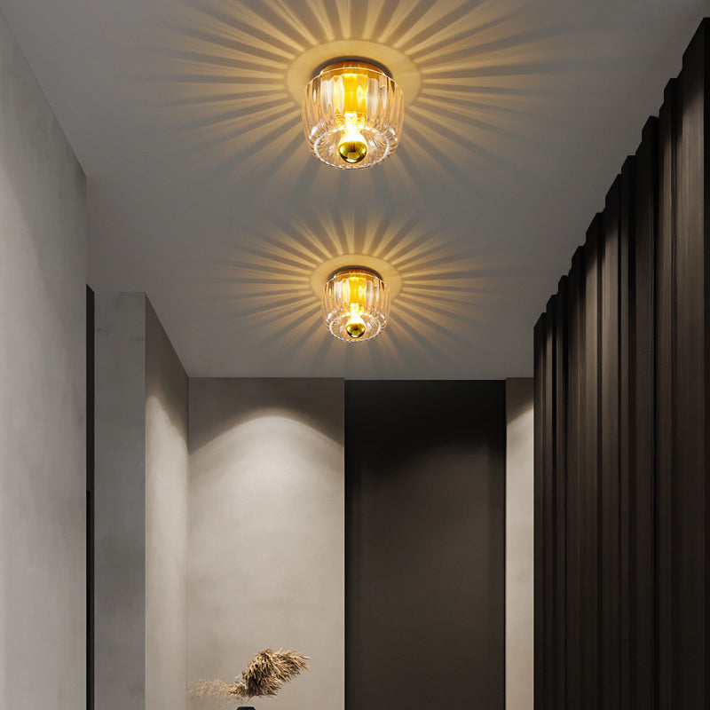 Moderno Lampadario di Lusso a Forma di Sole in Vetro Completo in Rame a Doppio Scopo con 1 Luce a Soffitto
