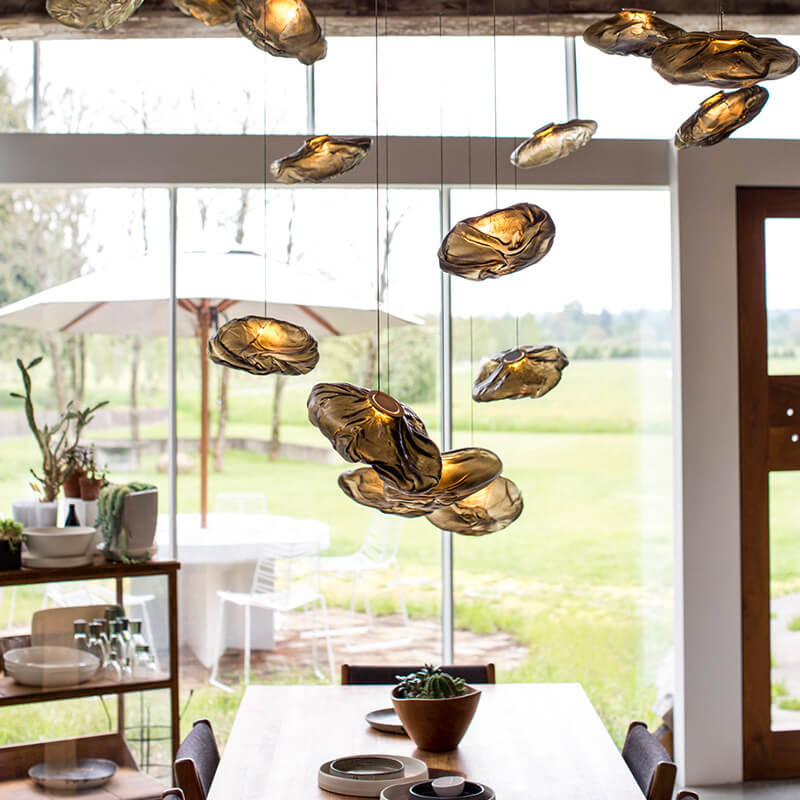 Lampada a sospensione a forma di nuvola minimalista moderna in vetro con 1 luce per soggiorno