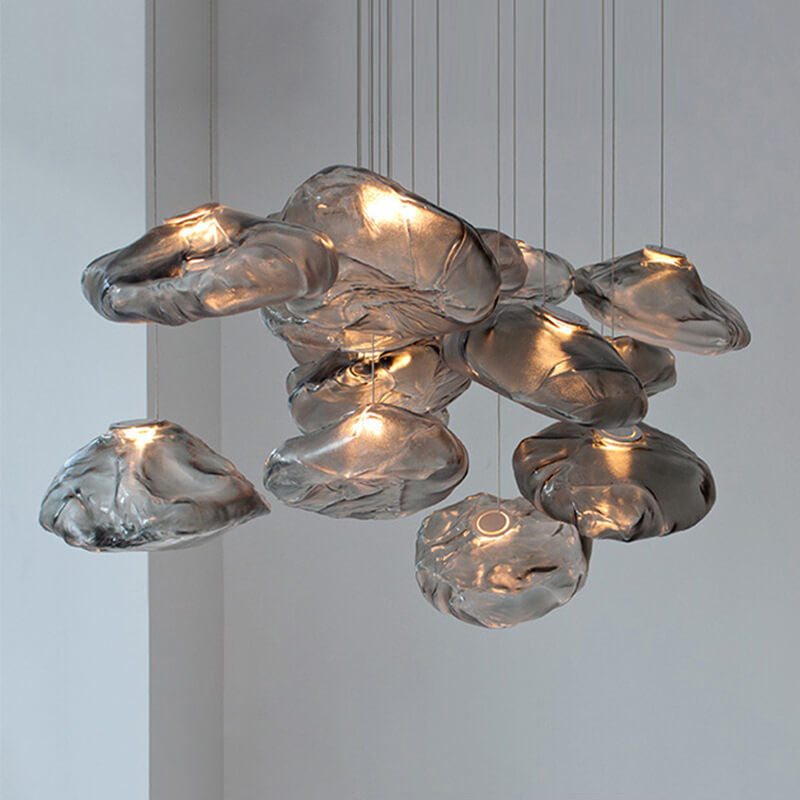 Lampada a sospensione a forma di nuvola minimalista moderna in vetro con 1 luce per soggiorno