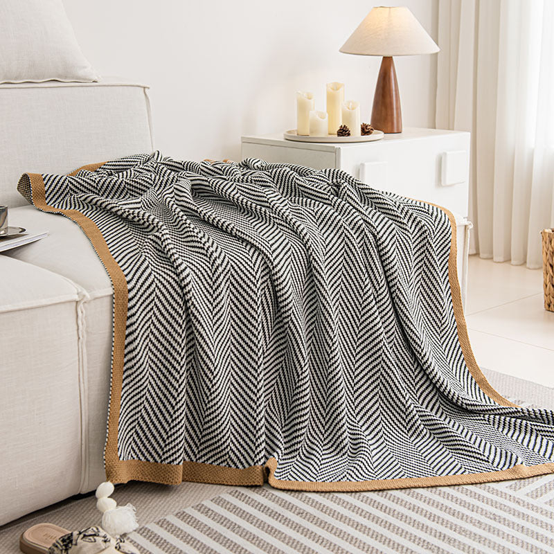 Plaid in Maglia con Frange – Coperta Decorativa per Divano
