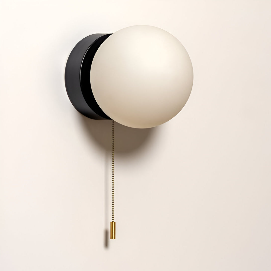 Applique da Parete a Globo di Vetro Minimalista Nordic LED 1 Luce con Corda di Trazione