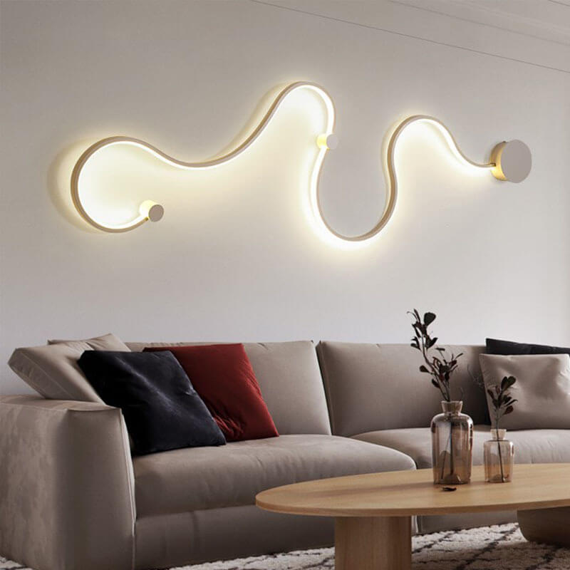 Lampada da Parete Curva LED Moderna in Alluminio a Forma di Serpente con 1 Luce