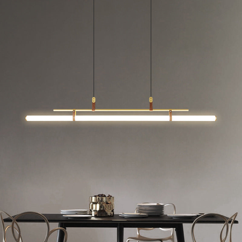 Inari Moderno Lampadario Lineare in Metallo, Nero/Oro