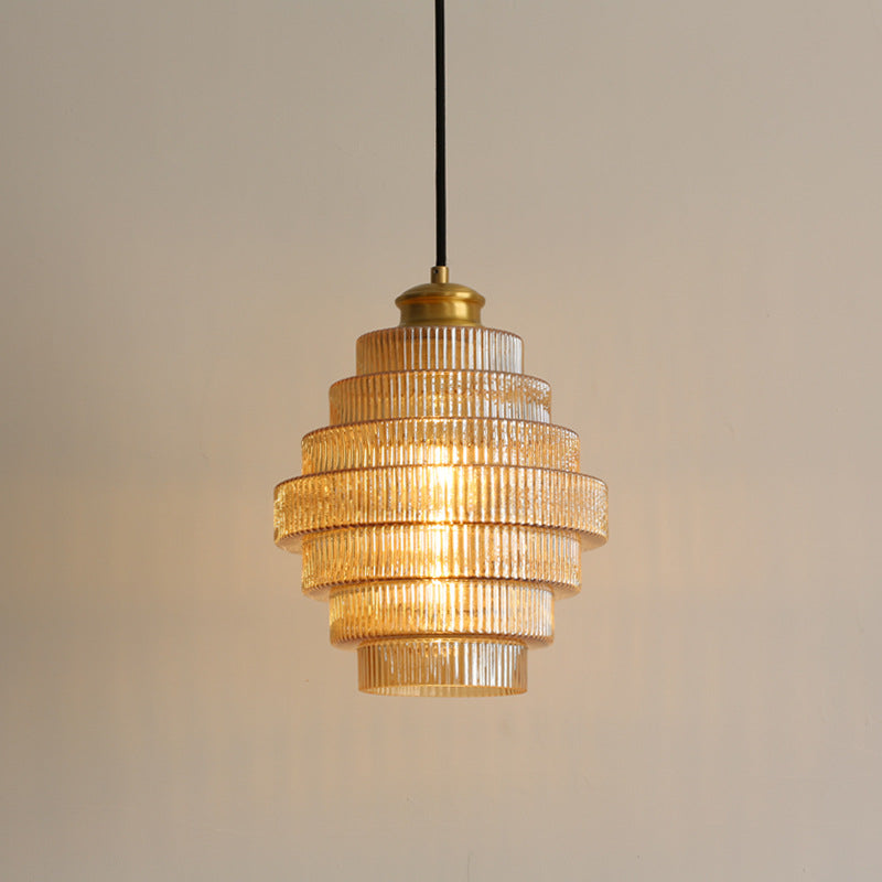 Lampada a Sospensione in Vetro Vintage a Più Livelli