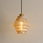 Lampada a Sospensione in Vetro Vintage a Più Livelli