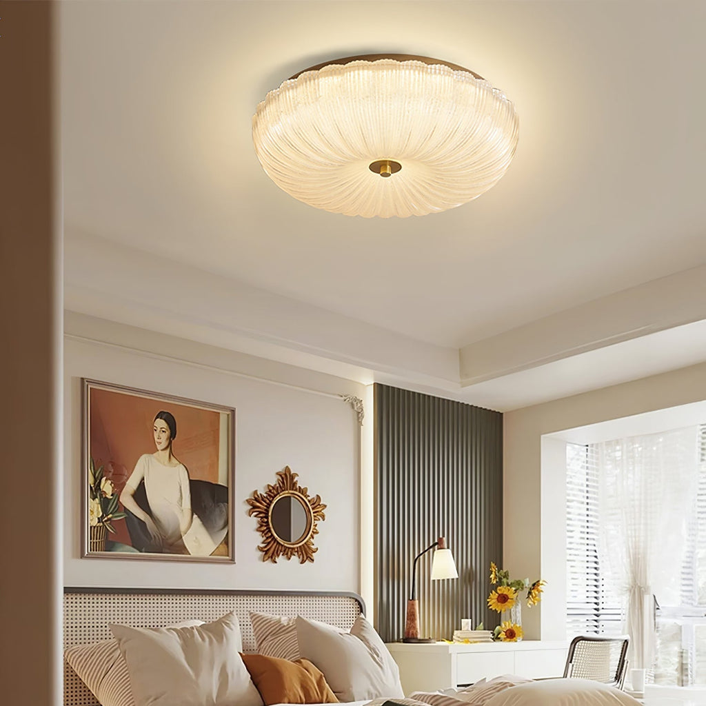 Lampada da soffitto a montaggio flush in vetro ondulato