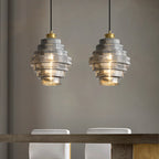 Lampada a Sospensione in Vetro Vintage a Più Livelli